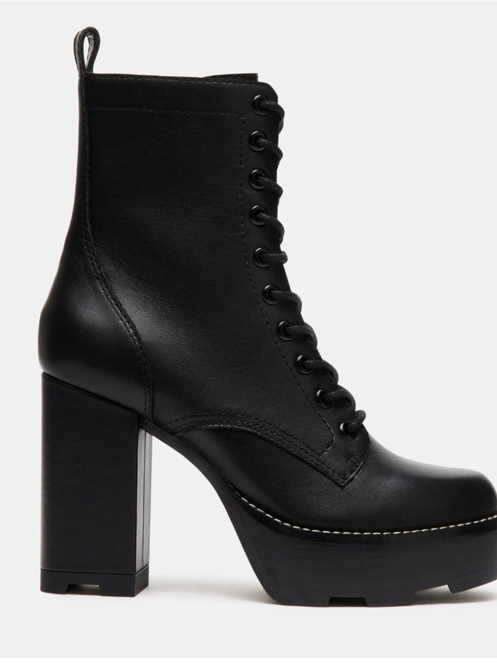Steve Madden Black Lace-Up Platform Ankle Boots